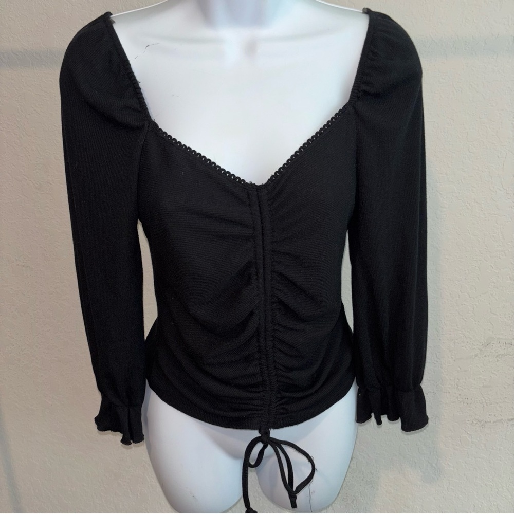 Almost Famous Elegant Black Ruched Women's Top